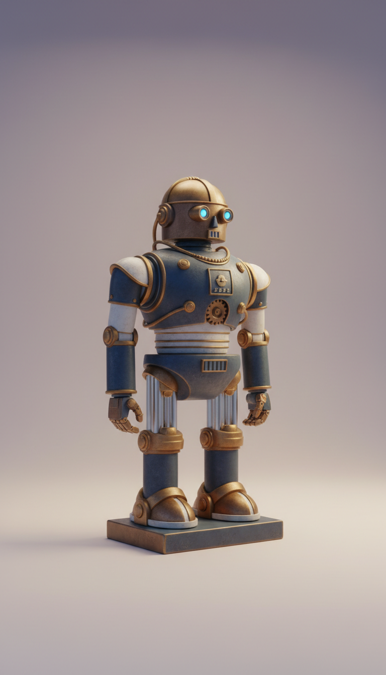 Retro Sentinel robot sculpture