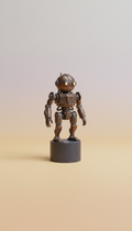 Aged Bronze Mini-Scout robot sculpture